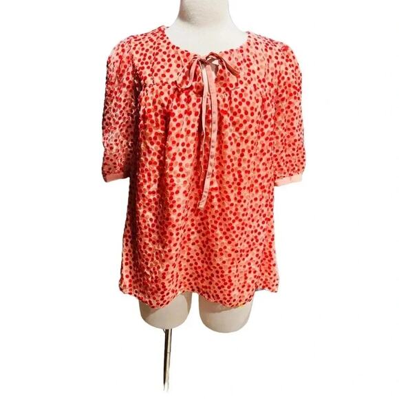 MODCLOTH Confetti Confection Tie-Neck Blouse Pink/Red Size 1X - Picture 4 of 10